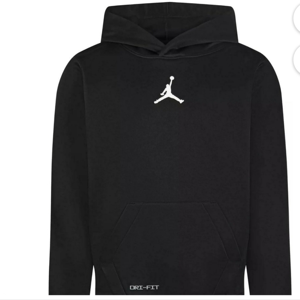 NWT Nike Jordan Boys Black Dri-FIT Sport Crossover Pullover Hoodie Size Small